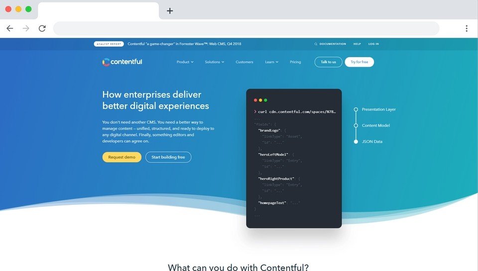 Plateforme SaaS headless CMS  exemple: Contentful