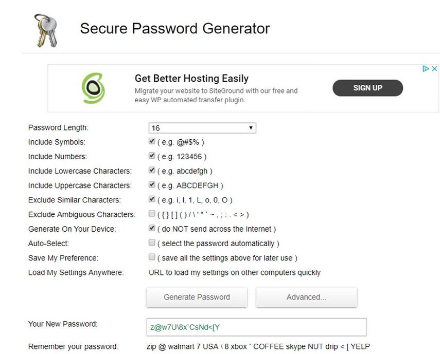 Secure Password Genrator pour création de mot de passe solide