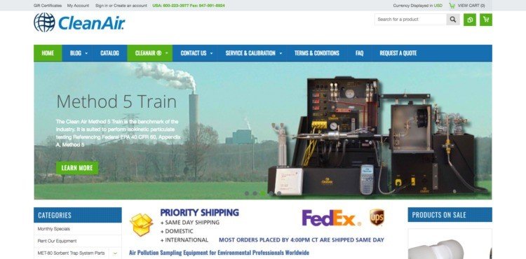 site e-commerce B2B de CleanAir version ordinateur