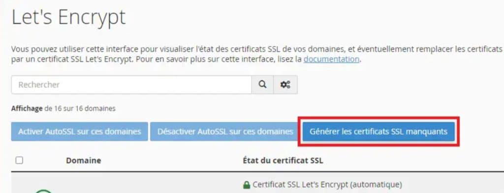 Installation d'un certificat SSL LetsEncrypt