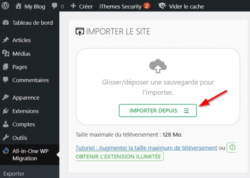 Importer le site WordPress sur le serveur en ligne