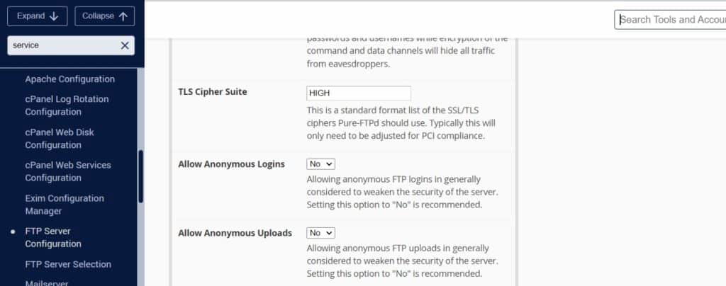 Instructions pour désactiver FTP anonyme