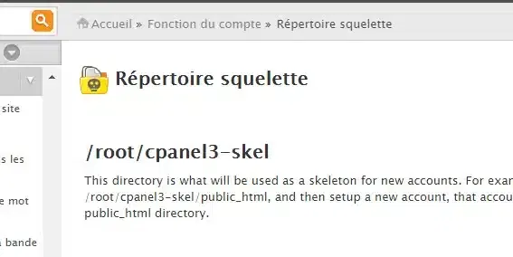 le répertoire Squelette par défaut se trouve dans cpanel3-skel