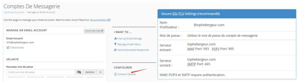 Trouver les données SMTP dans cPanel