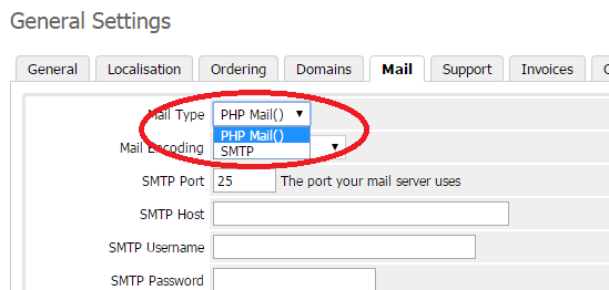 Activation de SMTP pour les courriels